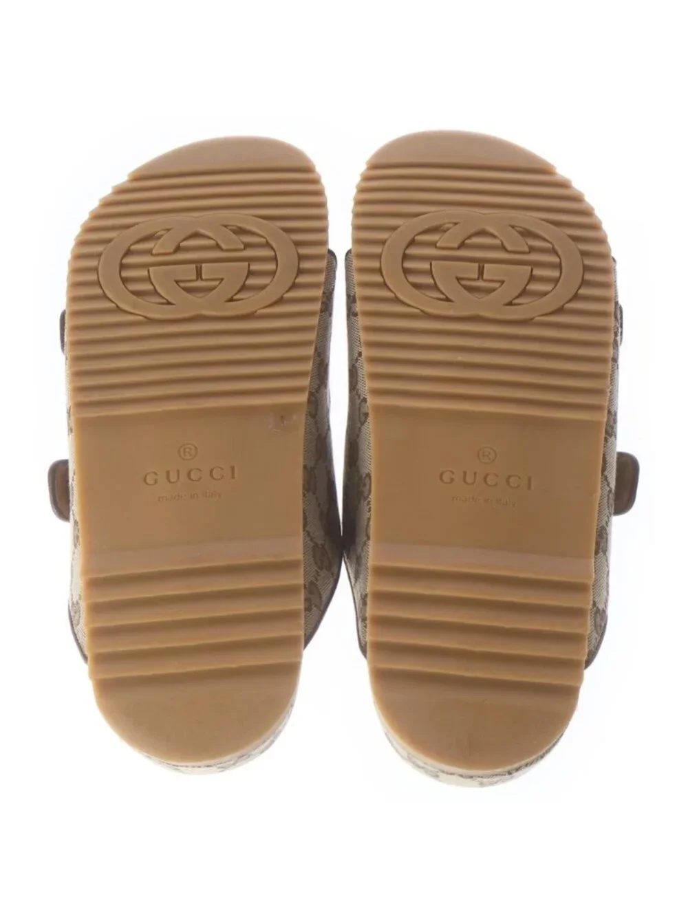 ★SOLD★ Gucci GG Logo Canvas Slide Sandals Beige - Picture 5 of 6